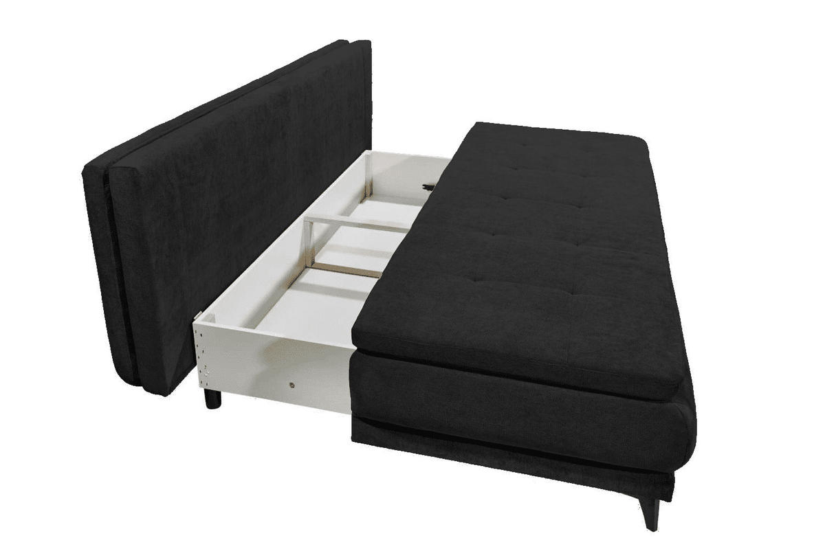 SCHLAFSOFA mit Bettkasten und Schlaffunktion - Schwarz Hochglanz/Schwarz, Holz/Kunststoff (210/96/106cm) - ed exciting design