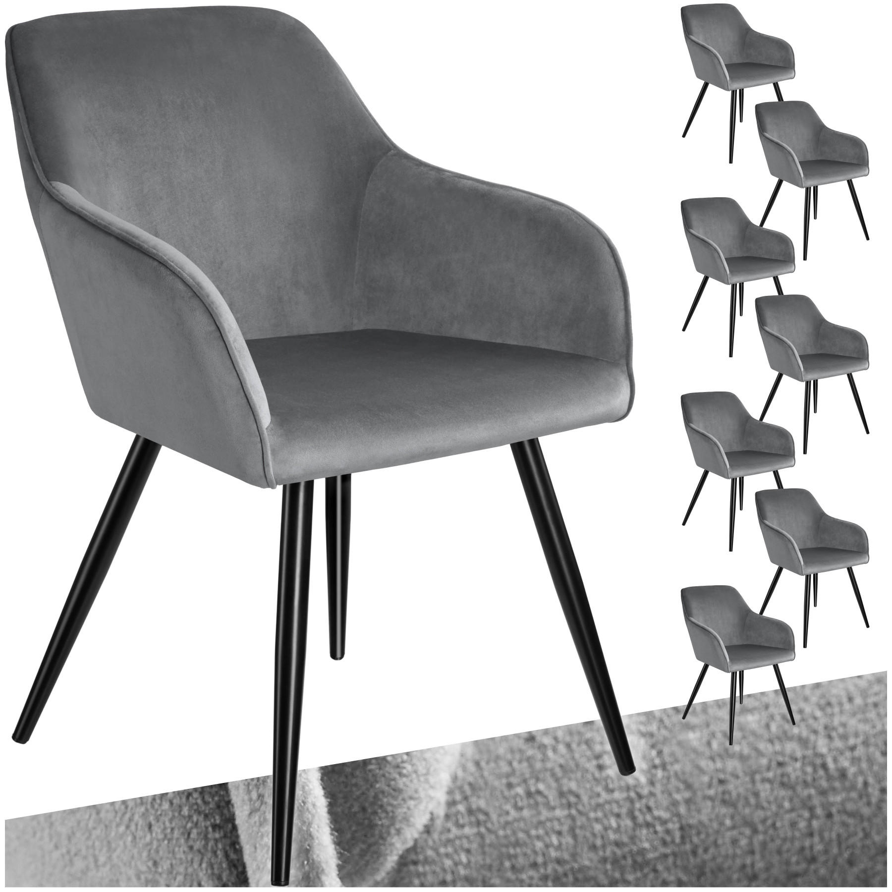 ESSZIMMERSTUHL 8er Set Marilyn 58 x 62 x 82 cm grau/schwarz - Schwarz/Grau, Textil (58/82/62cm) - tectake