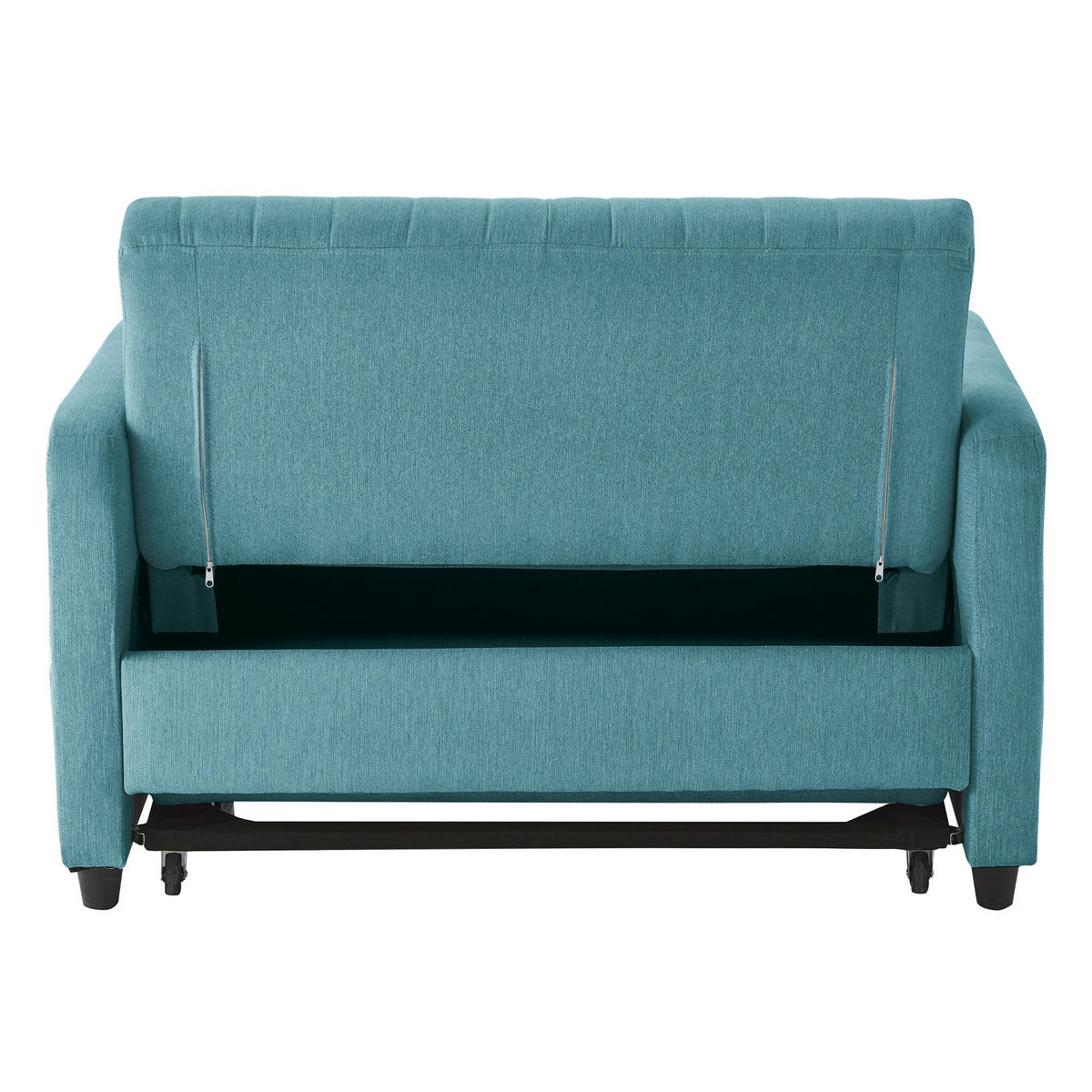 SCHLAFSOFA 2-SITZER Leinen Antikblaugrün mit Schlaffunktion, verstellbarer Rückenlehne und inkl. Kissen - Grün, Kunststoff/Textil (114/82.5/77cm) - WISHDOR