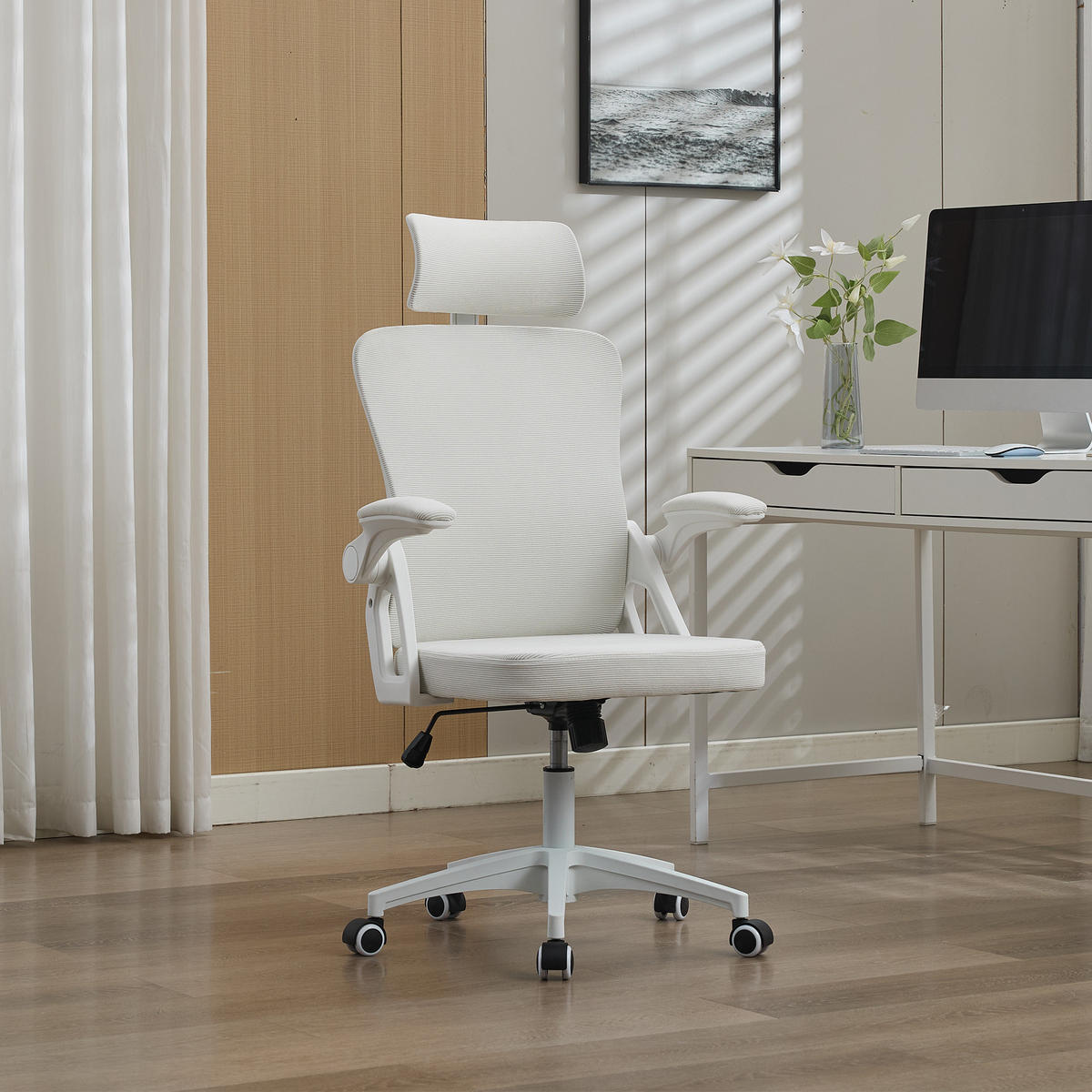 BÜROSTUHL Weiß 58/65/108 cm - Weiß, Metall (58/108/65cm) - PANGIVO