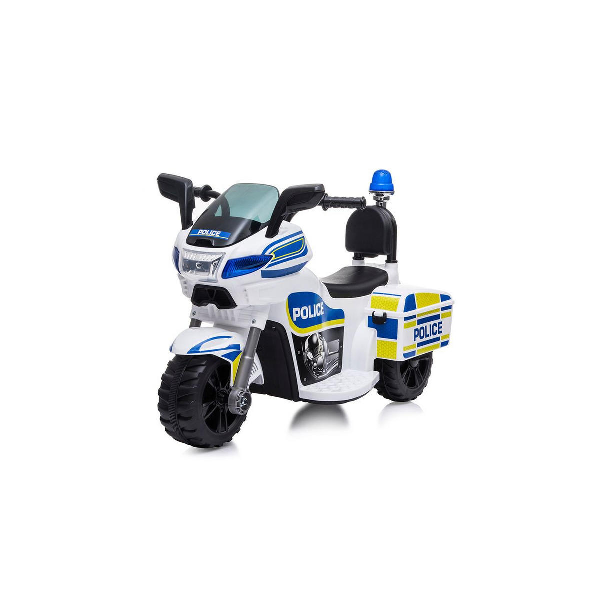 ELEKTROMOTORRAD Polizei weiß 3 Räder Scheinwerfer Musikfunktion - Weiß, Kunststoff (77/42/50cm) - Chipolino