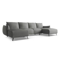 WOHNLANDSCHAFT Chenille Stoff Grau - Schieferfarben/Schwarz, Textil/Metall (317/86/162cm) - Makamii