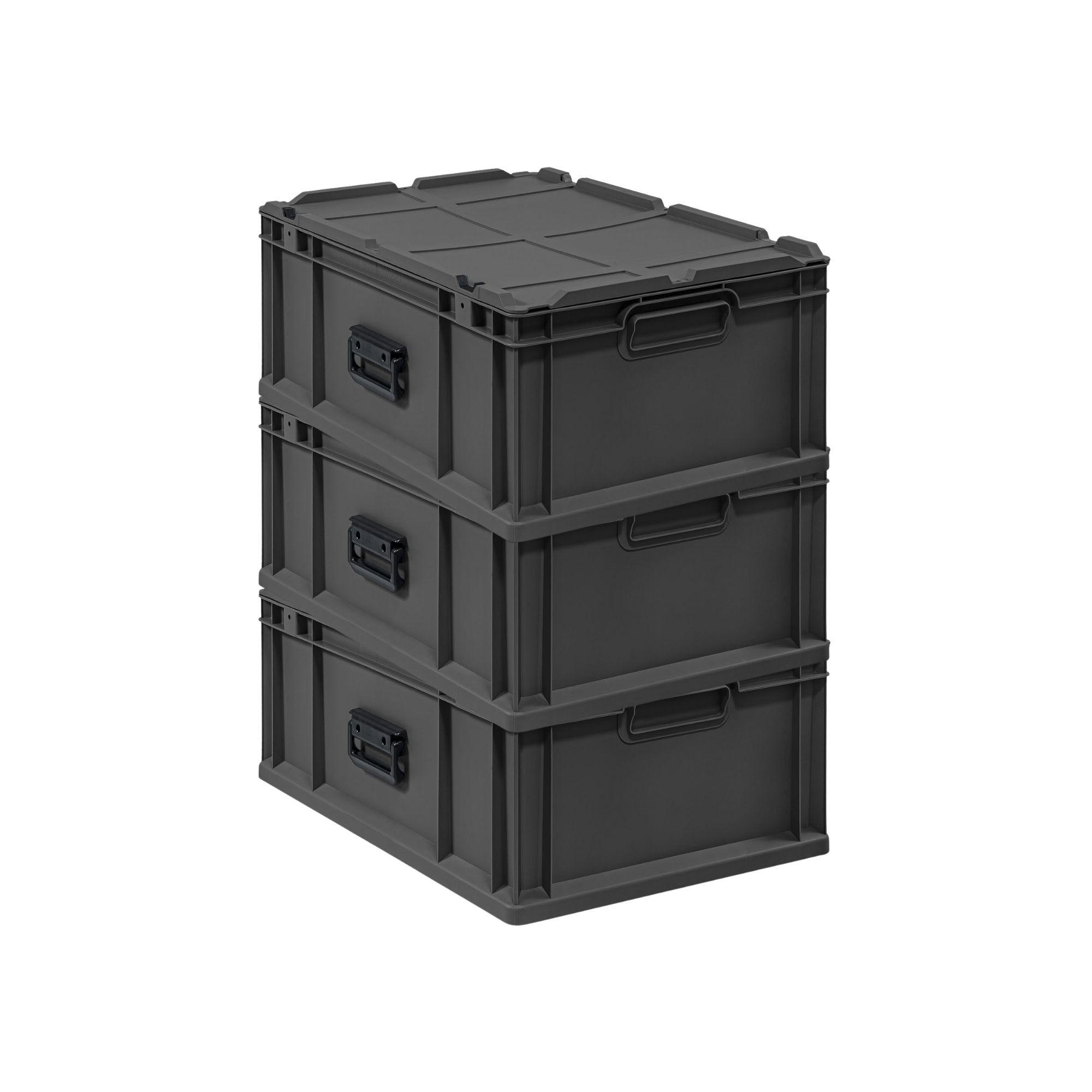 EUROBOX 3x NextGen Portable, HxBxT 23,5x40x60cm, 44 Liter, Schwarz - Schwarz, Kunststoff (40/23.5/60cm) - PROREGAL