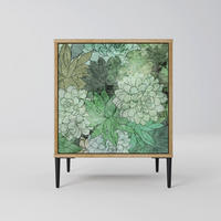 SIDEBOARD SUCCULENT CLUSTER, Eichefarben, 57,5x42x72,5 cm, Schwarze Metallfüße - Eichefarben/Multicolor, Holzwerkstoff/Metall (57.5/72.5/42cm) - SpaceRebels