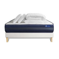 BETT Actilatex tech Latex und Memory-Schaum 140 x 200 cm h4 - Kit Bettgestell Weiß - Mit Kissen und Bettdecke - Beige/Weiß, Holz/Textil (140/200cm) - ACTISOM