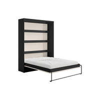 SCHRANKBETT - 2 Personen - holz - schwarz, beige Rapili - Beige/Schwarz, Holz/Metall (160/200cm) - Vente-Unique