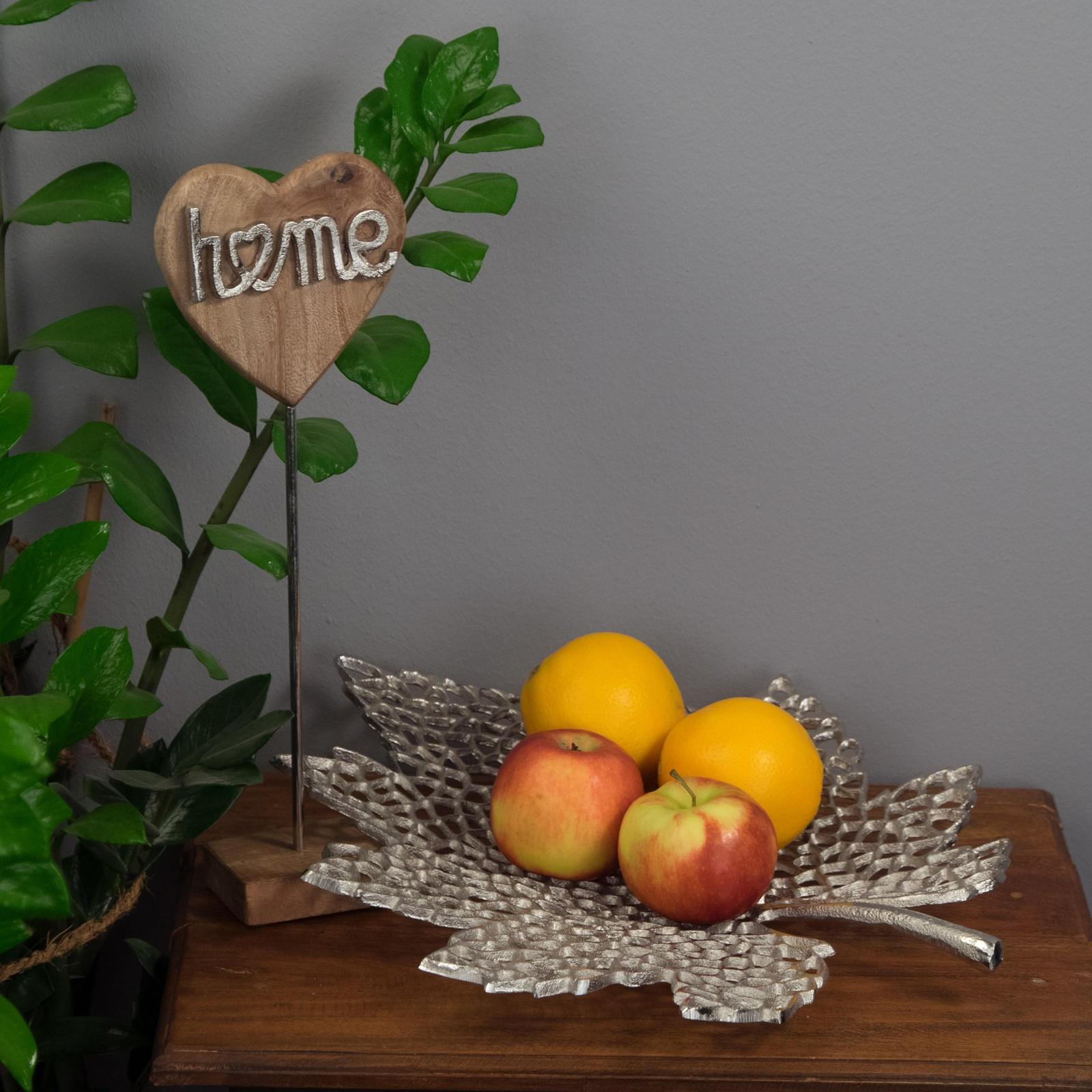 DEKO-SCHALE Leaf 40 Metall Silber - Silberfarben, Metall (36cm) - DESIGN DELIGHTS