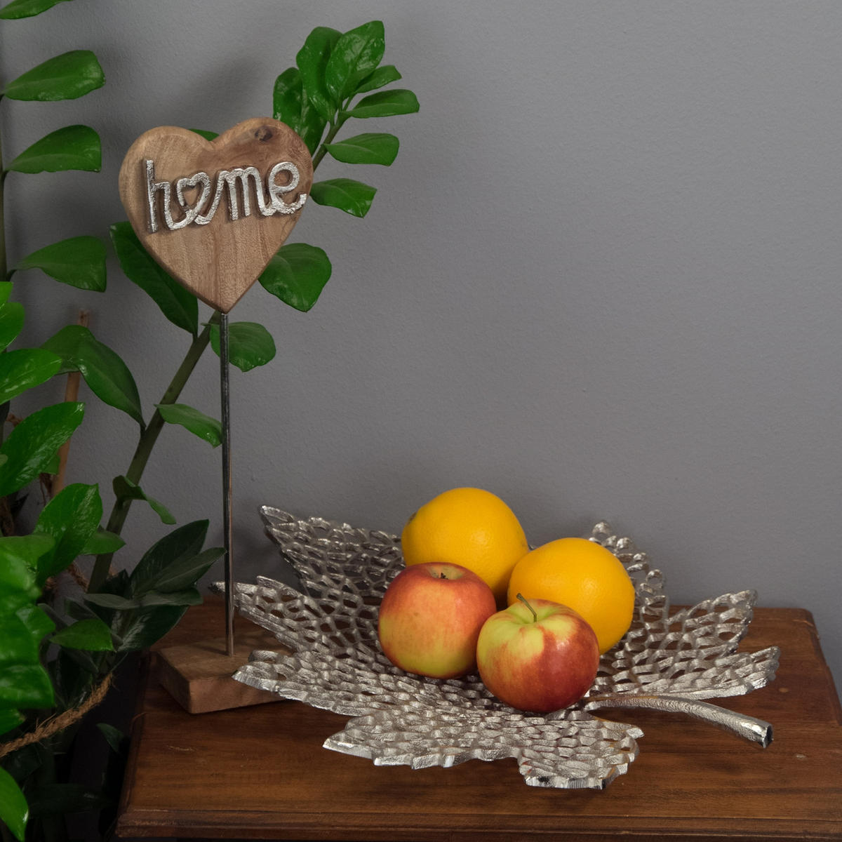 DEKO-SCHALE Leaf 40 Metall Silber - Silberfarben, Metall (36cm) - DESIGN DELIGHTS