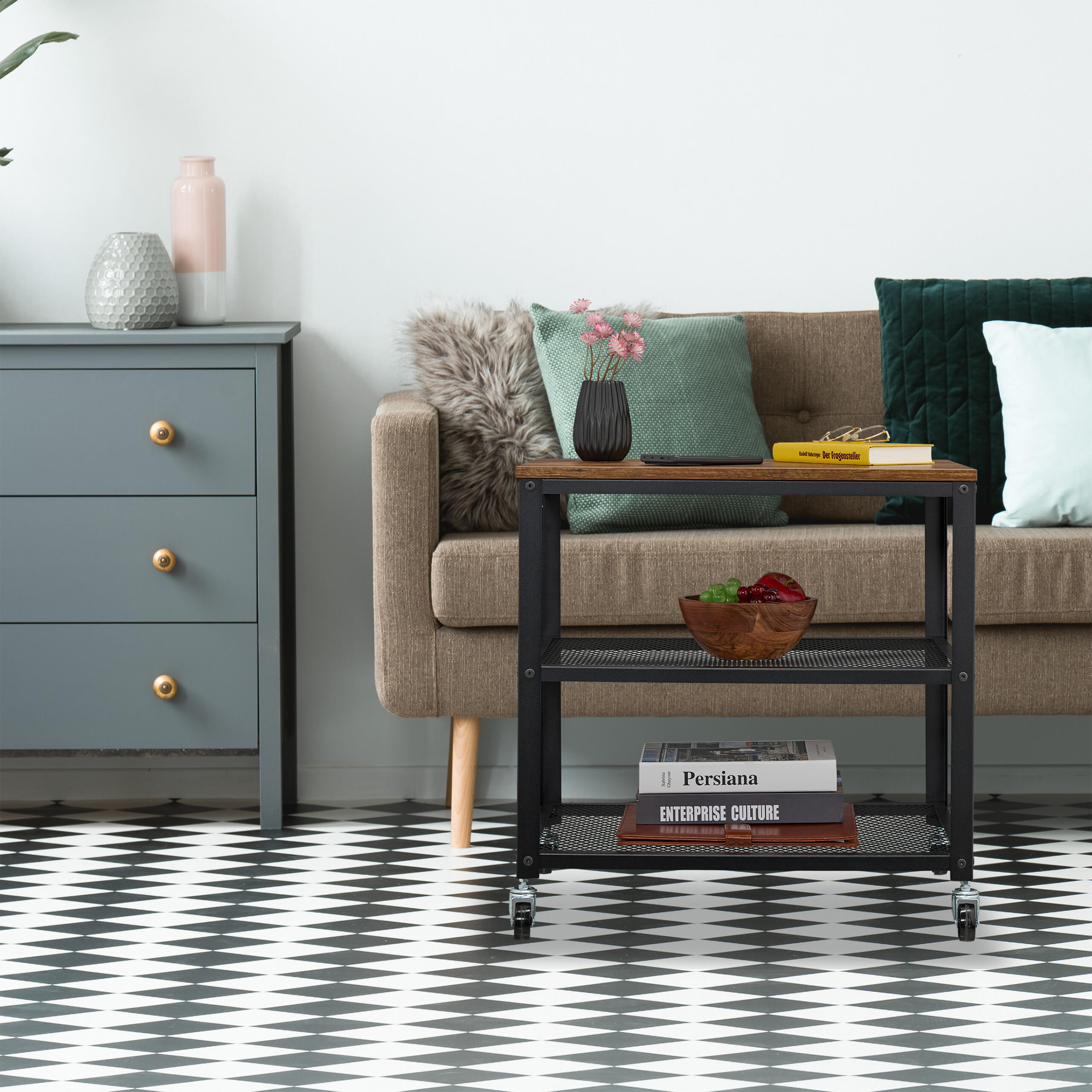 ROLLWAGEN - Multicolor, Holzwerkstoff/Kunststoff (60/61/40cm) - Relaxdays