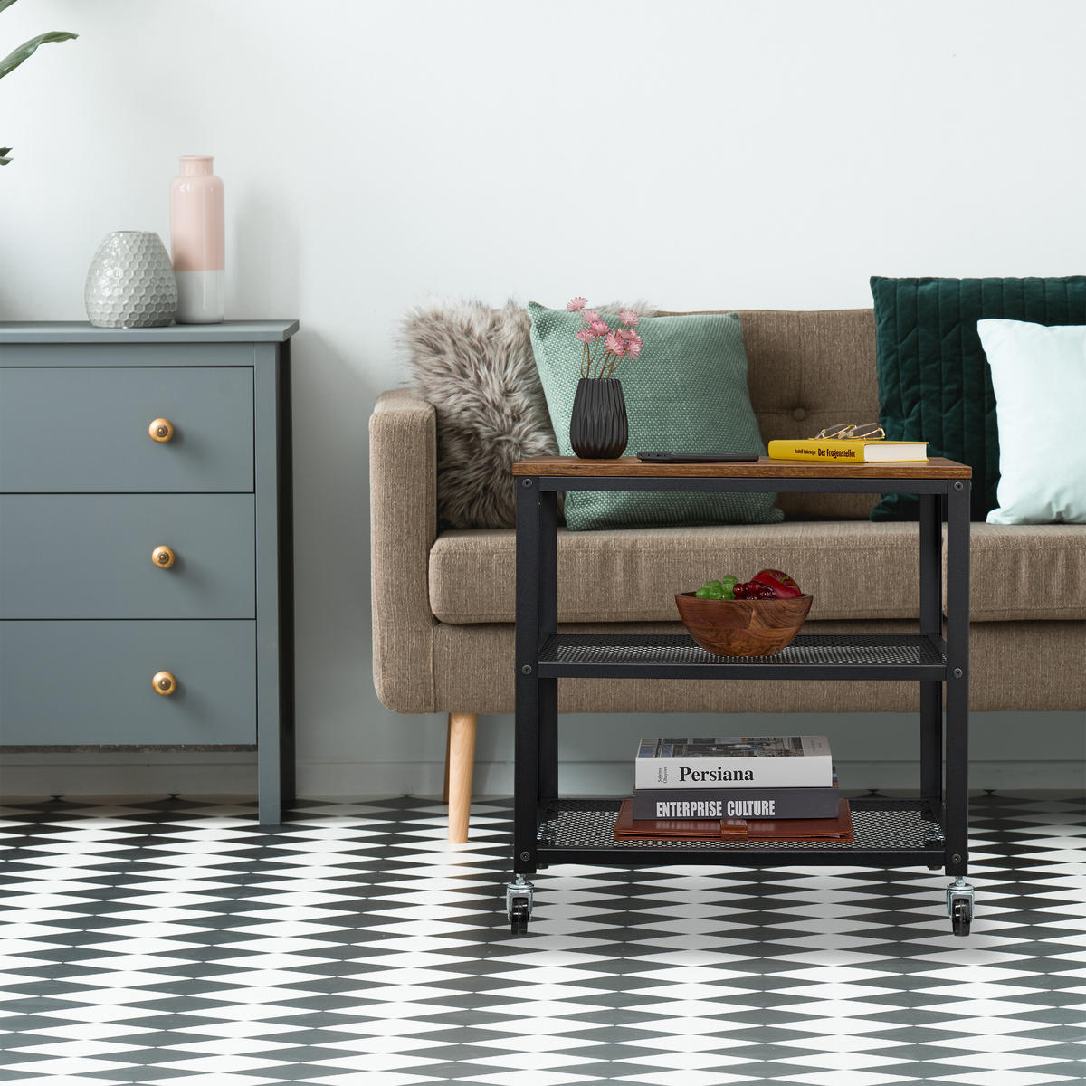 ROLLWAGEN - Multicolor, Holzwerkstoff/Kunststoff (60/61/40cm) - Relaxdays