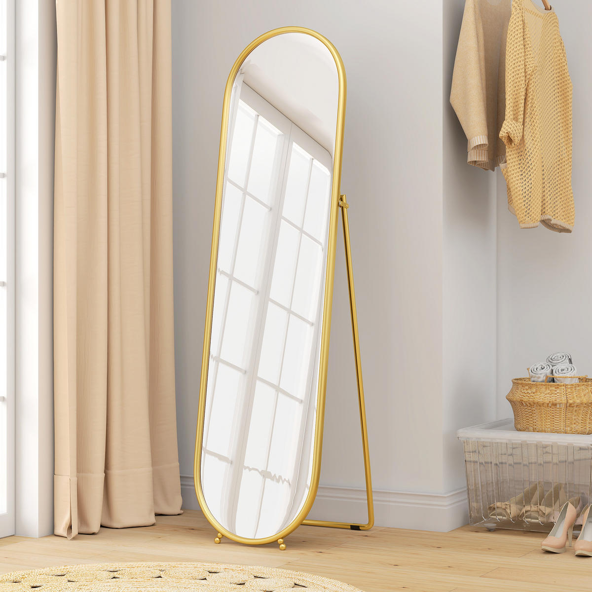 STANDSPIEGEL 2er-Set goldfarben 50.0/4.0/180.0 cm - Goldfarben, Metall (4/180/50cm)