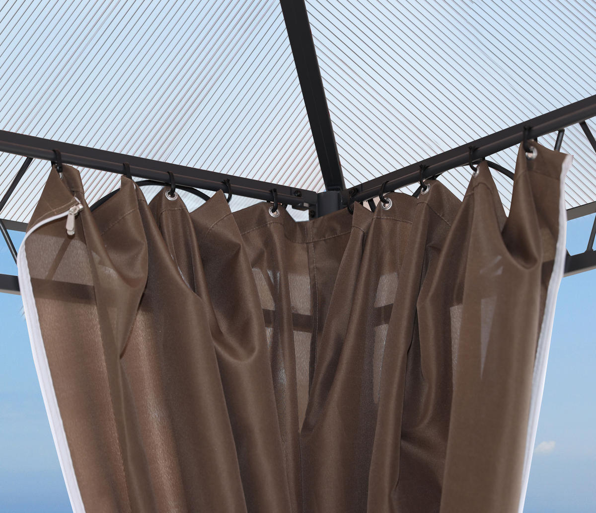 HARDTOP Pavillon 3x3,6m mit 4 Seitenteilen - Schwarz/Braun, Metall (300/263/360cm) - QUICK STAR