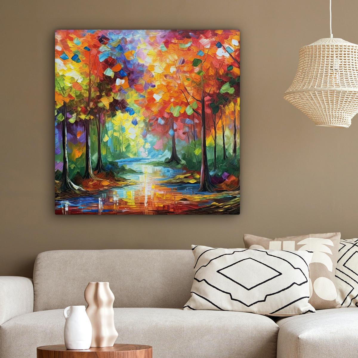 LEINWANDBILD Landschaft - Wald - Farben - Natur 90x90 cm - Multicolor, Textil (90/90cm) - MuchoWow