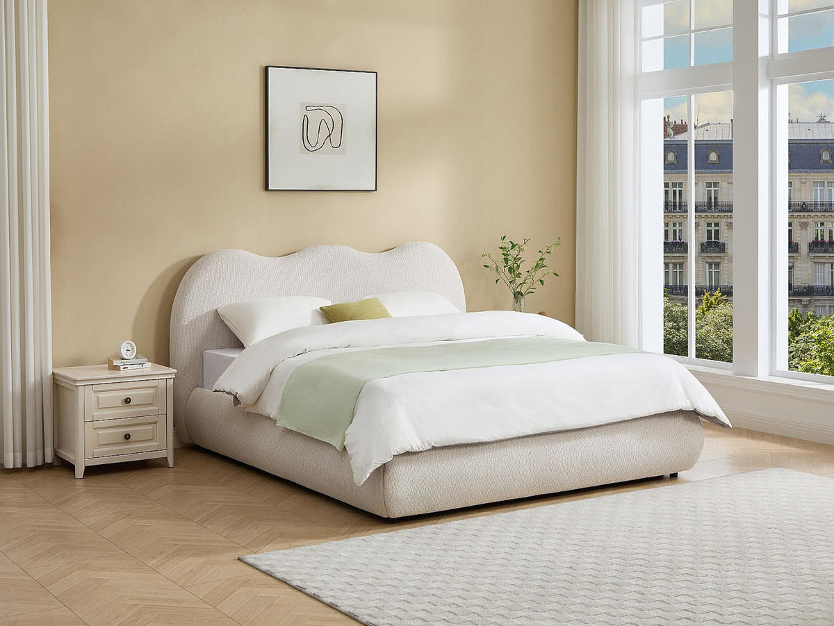 BETT mit Bettkasten - 2 Personen - Stoff - Beige - - Beige, Textil (140/190cm) - Vente-Unique