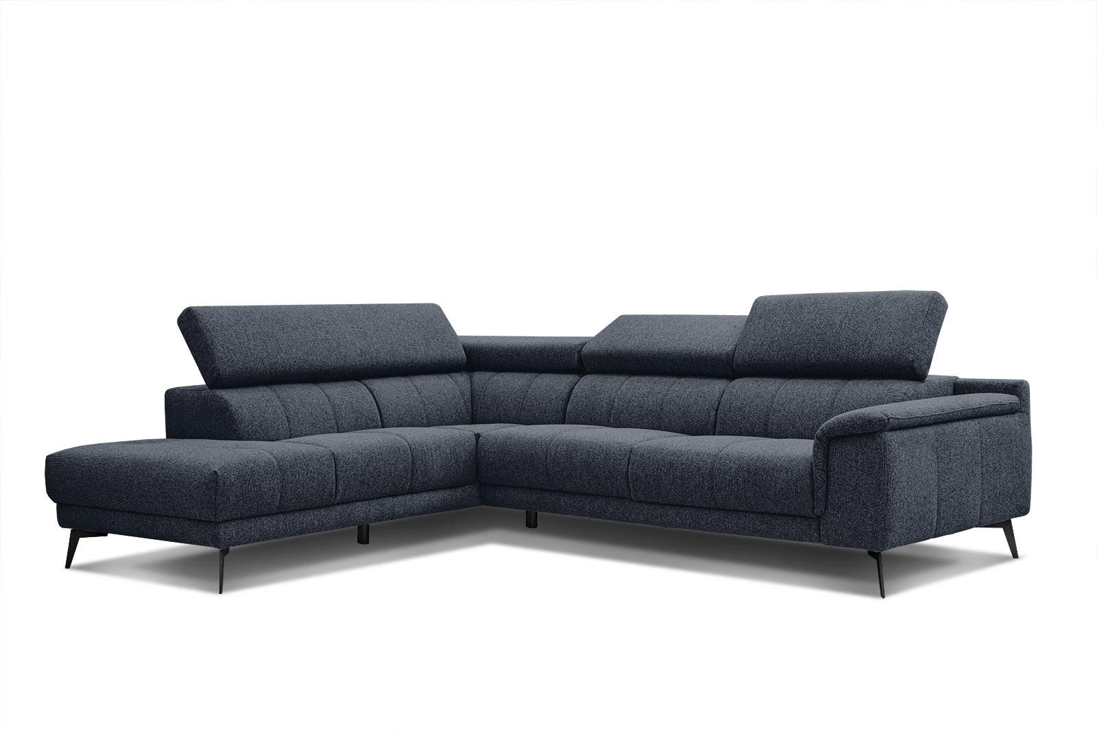 ECKSOFA FIERO 5-Sitzer, dunkelblau - Schwarz/Dunkelblau, Holzwerkstoff/Textil (158/269cm) - Courtois Laville