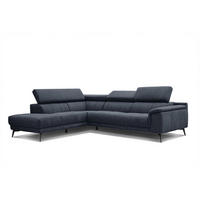 ECKSOFA FIERO 5-Sitzer, dunkelblau - Schwarz/Dunkelblau, Holzwerkstoff/Textil (158/269cm) - Courtois Laville