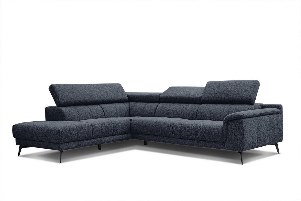 ECKSOFA FIERO 5-Sitzer, dunkelblau - Schwarz/Dunkelblau, Holzwerkstoff/Textil (158/269cm) - Courtois Laville