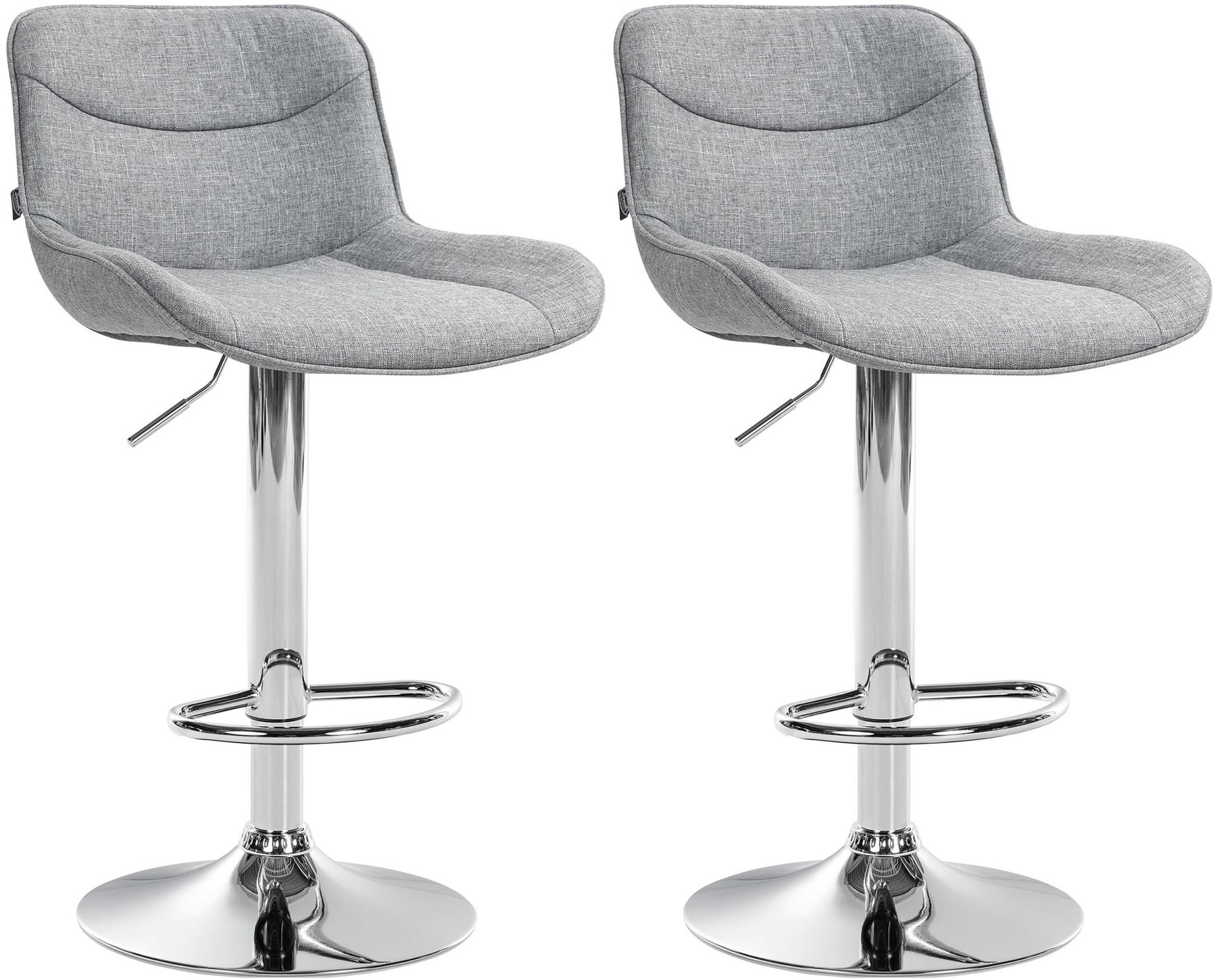 BARHOCKER 2er Set Vulcano Stoff chrom grau - Chromfarben/Grau, Textil/Metall (49/106/51cm) - TPFLiving