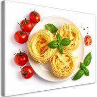 LEINWANDBILD Nudeln Kräuter Tomaten 100x70cm - Weiß, Textil (100/70cm) - Feeby