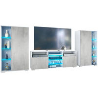 WOHNWAND Davos Beton Oxid Optik - Hellgrau, Holzwerkstoff (329/134/35cm) - Vladon