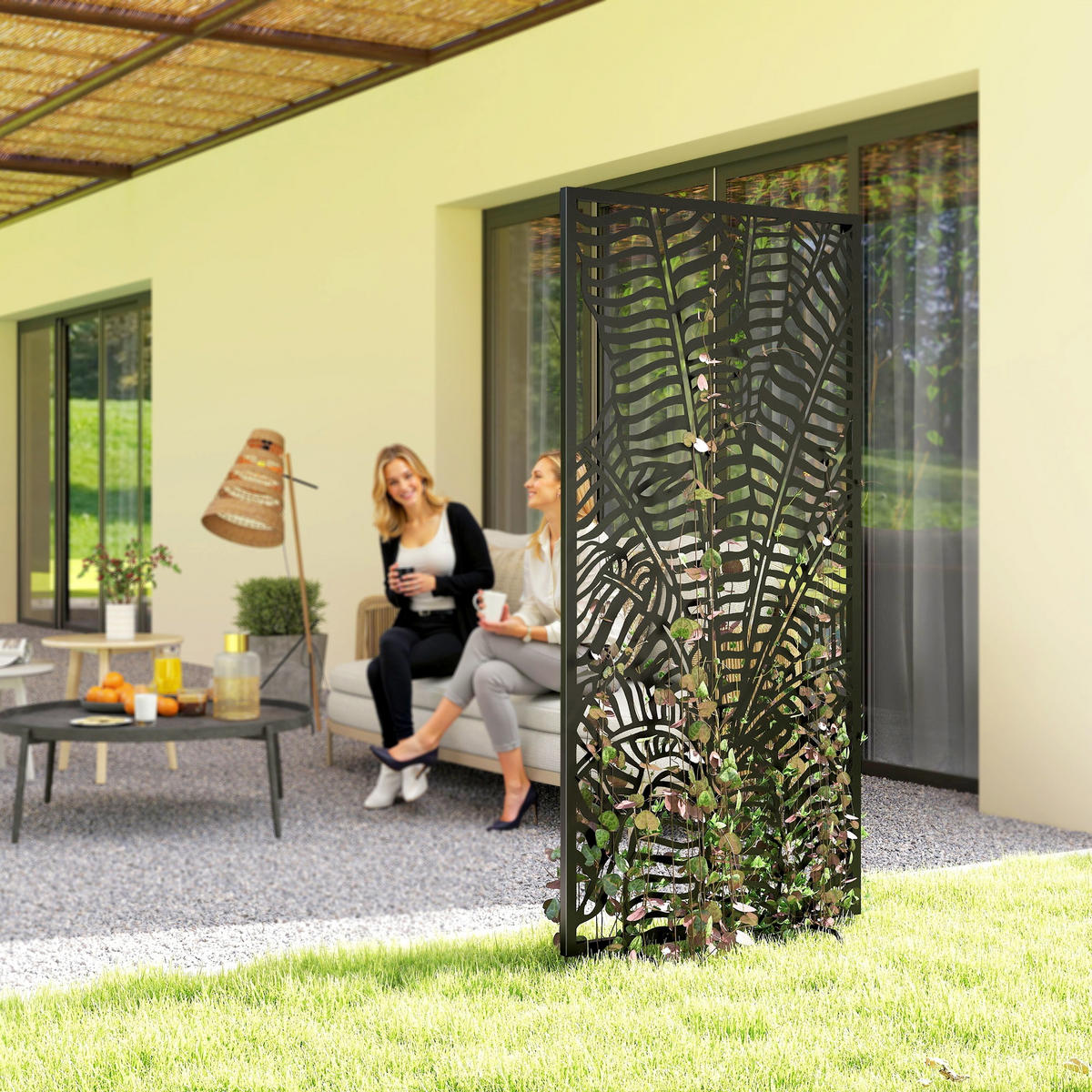 SICHTSCHUTZ aus Metall Schwarz - Schwarz, Metall (1.5/130cm) - Outsunny