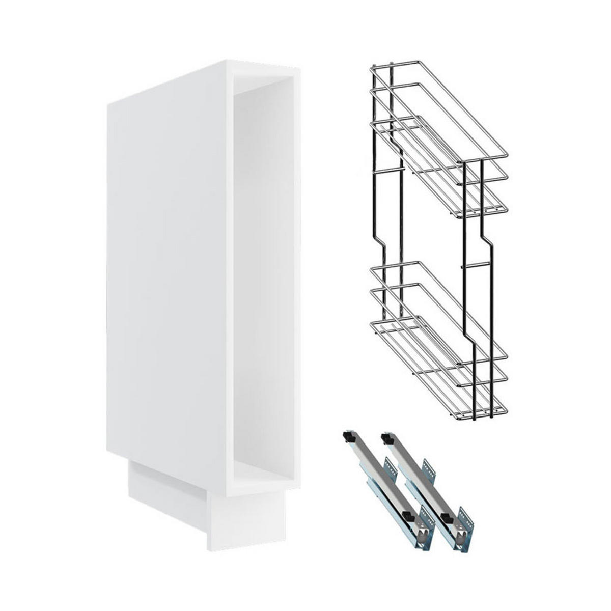 WINKELKÜCHE Bonn weiß matt / dust grey matt & weiß matt 335 / 155 / 243cm 14-teilig - Weiß/Grau, Holzwerkstoff/Metall (335/207/155cm) - Feldmann-Wohnen
