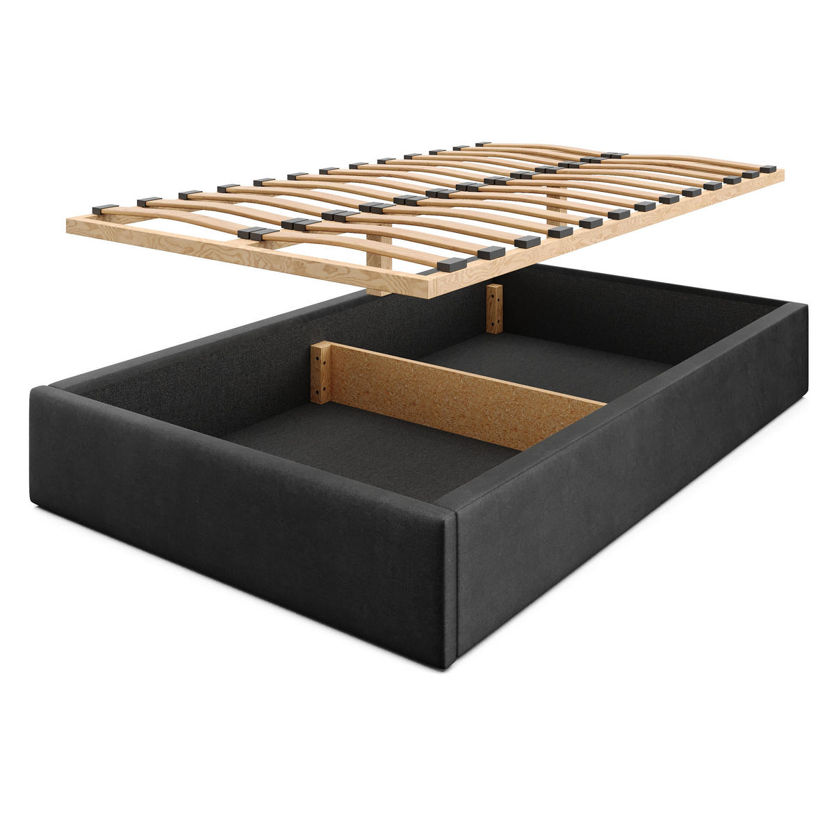 POLSTERBETT 120x200cm Bett mit Stauraum Lattenrost Schwarz - Schwarz, Holz/Holzwerkstoff (120/200cm) - Muralo