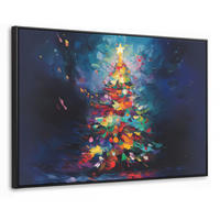 LEINWAND Bilder mit Rahmen - Weihnachtsbaum - Weihnachten - Abstrakt - Farbenfroh - 150x100 - Multicolor, Textil (150/100cm) - MuchoWow