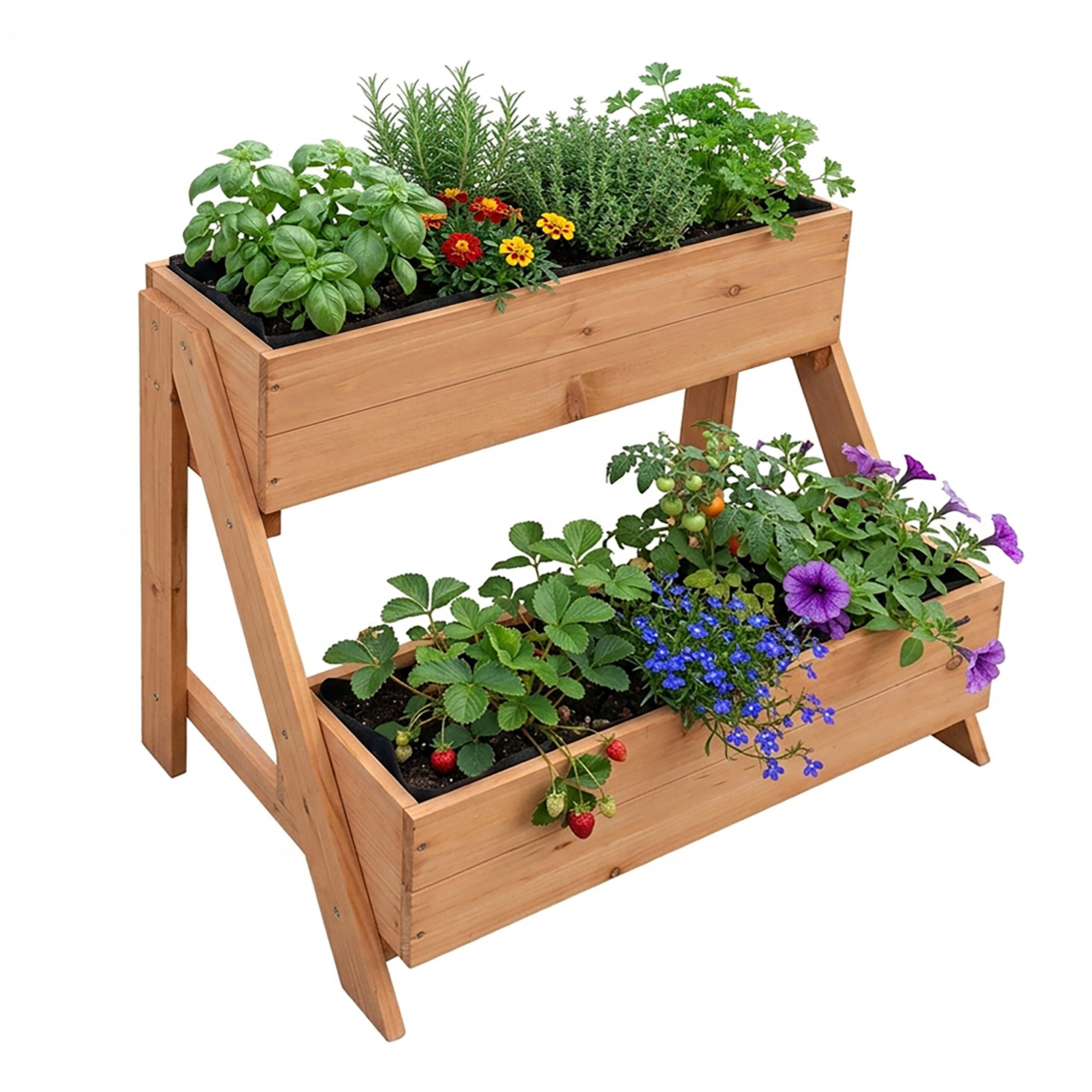STRAT Portocaliu înălțat 2 jardiniere lemn de brad