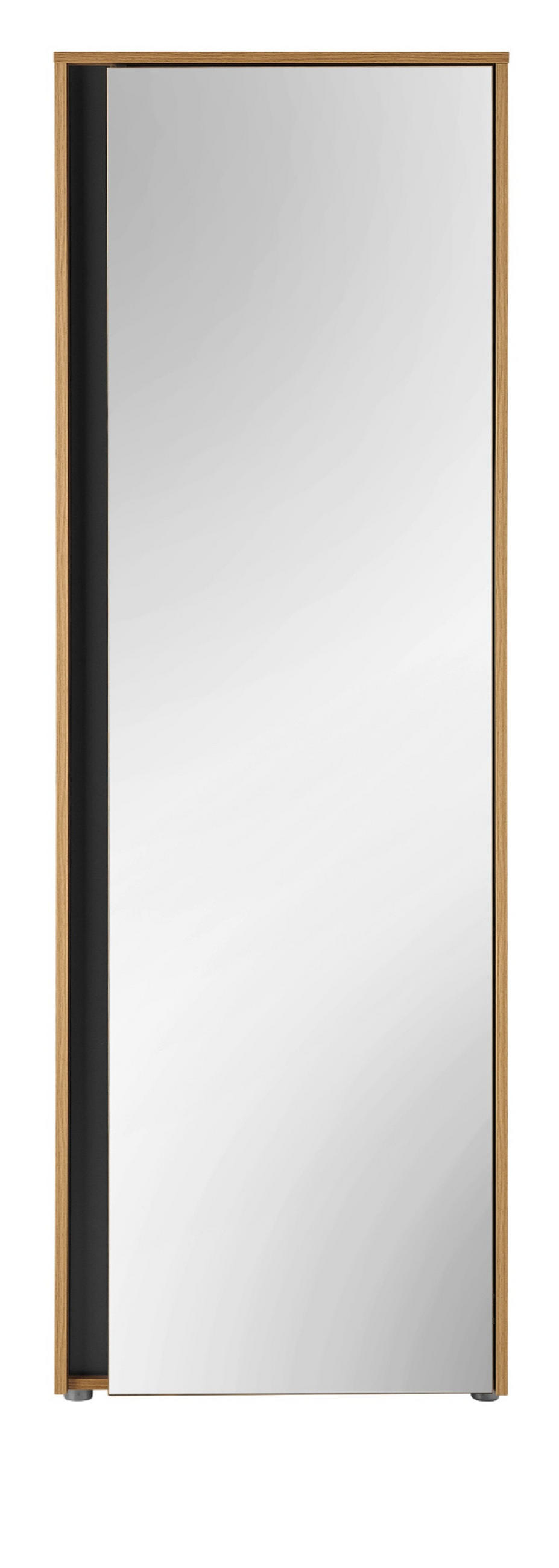 GARDEROBENSCHRANK Evoke Eiche, grau 60 x 200 cm, Flurschrank mit Spiegel - Eichefarben/Schwarz, Glas/Holzwerkstoff (60/200/40cm) - Furn.Design