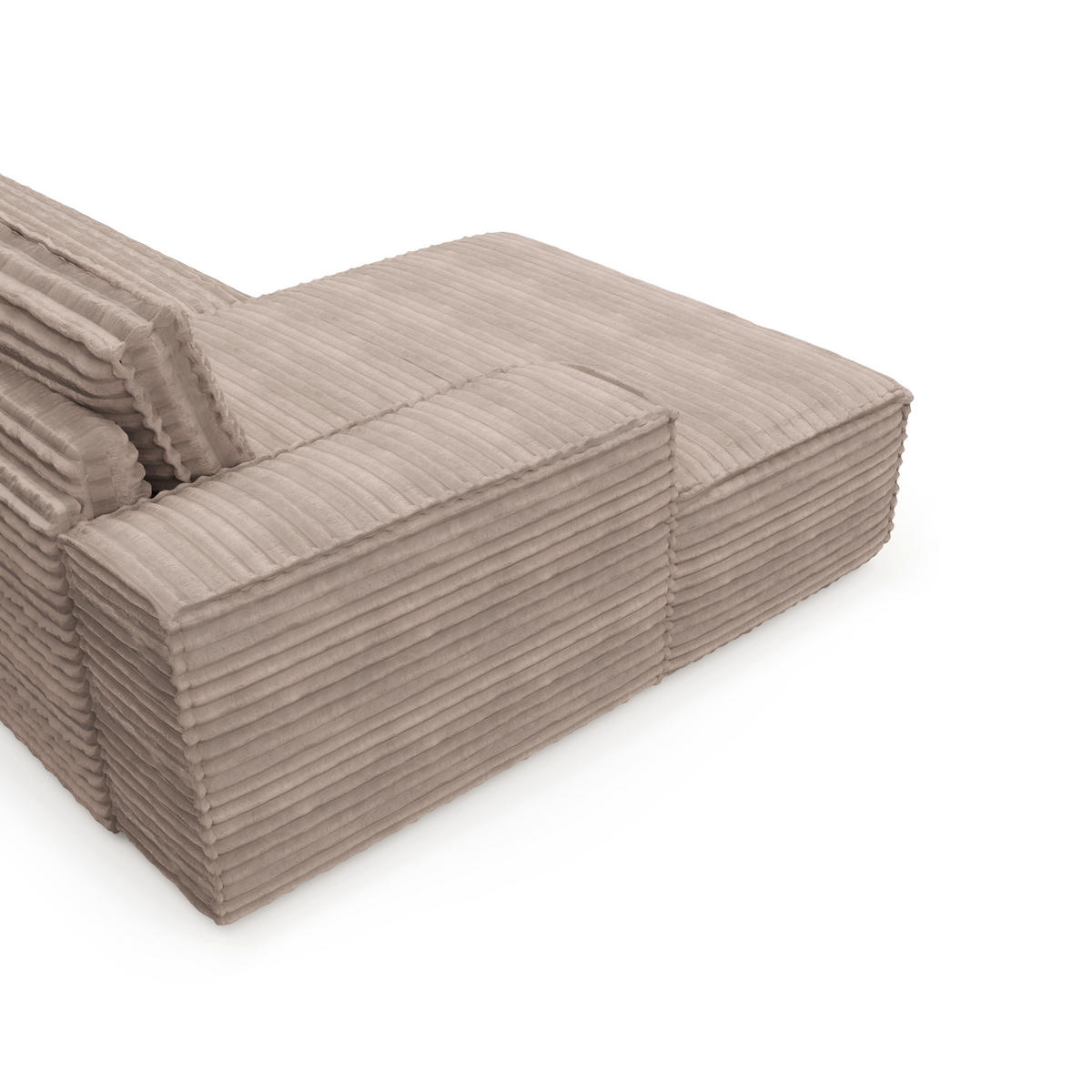 ECKSOFA LINKS Gerippter Samt Taupe 302cm - Taupe, Textil (165/302cm) - Sia Home