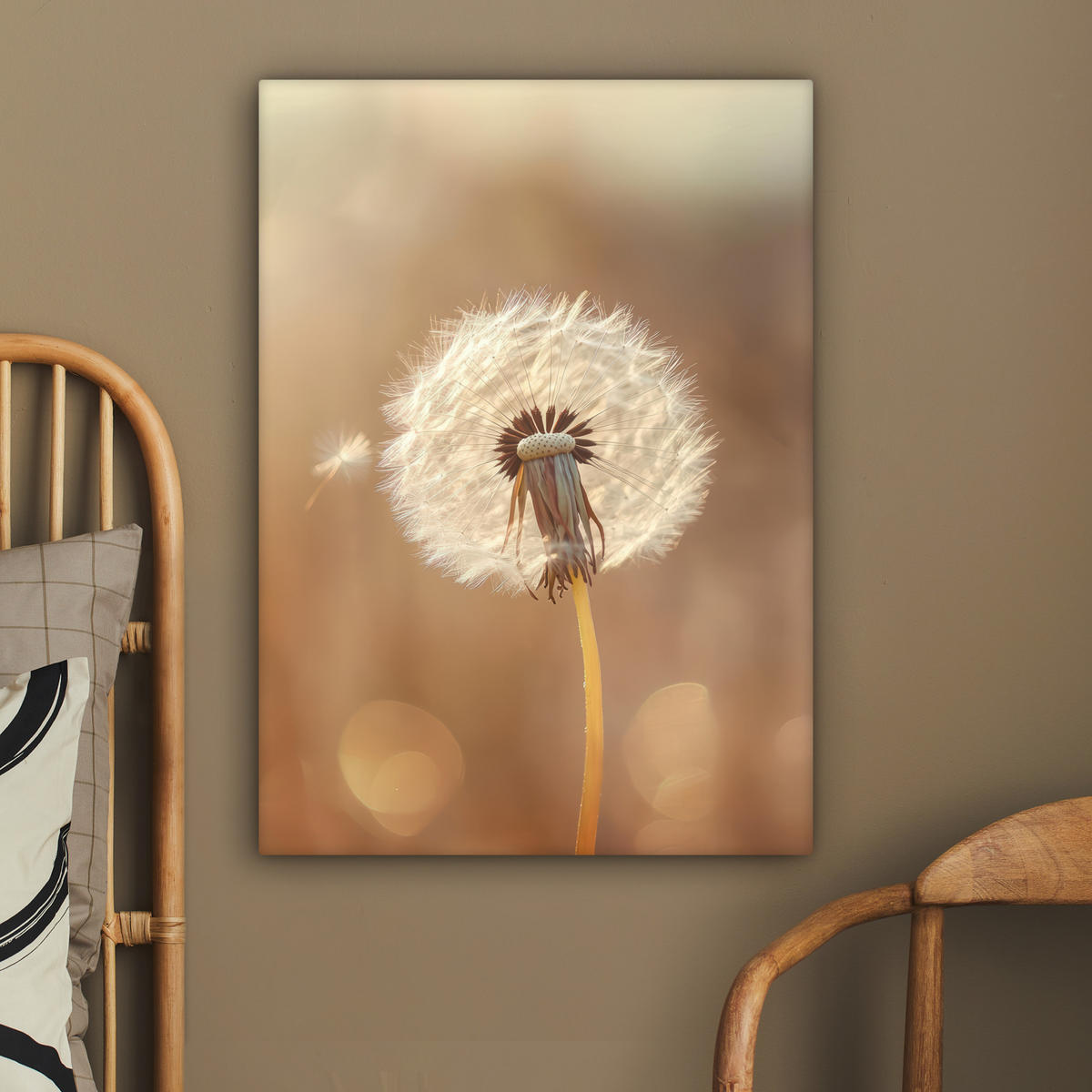 LEINWANDBILD Löwenzahn - Beige - Natur - Blume 60x80 cm - Hellbraun, Textil (60/80cm) - MuchoWow