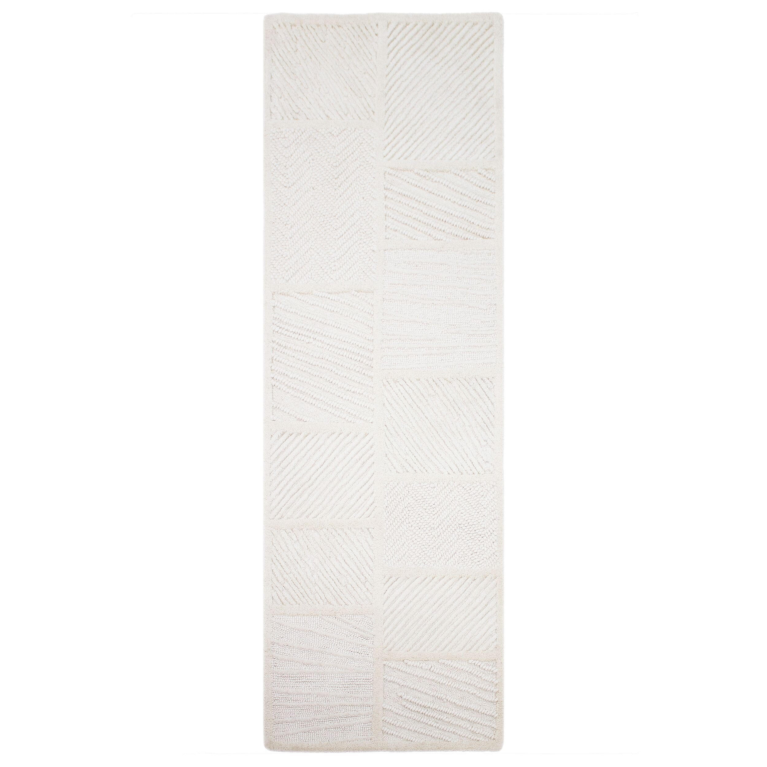 WOLLTEPPICH CARVE, geometrisch, Weiß, 80 x 300 cm - Beige, Textil (80/300cm) - KADIMA DESIGN