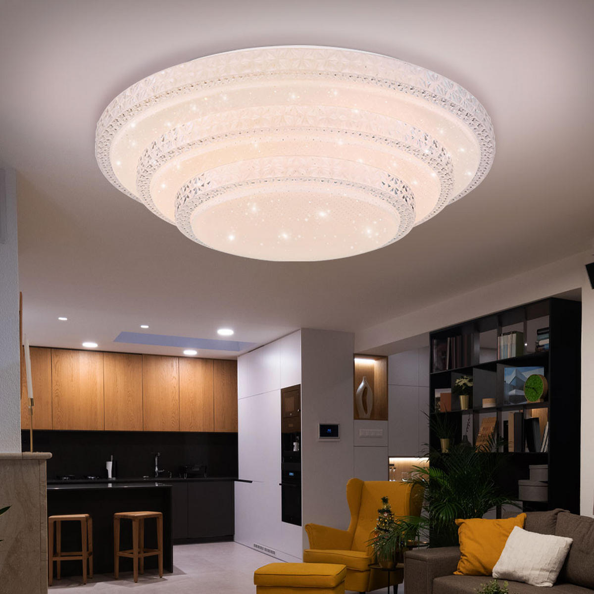 LED DECKENLEUCHTE MAGNIFIQUE Weiß Opal - Weiß, Metall (49.5/49.5/12.7cm) - Globo Lighting