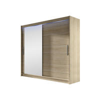 KLEIDERSCHRANK London VI, mit RGB LED Beleuchtung - Silberfarben/Sonoma Eiche, Holzwerkstoff/Kunststoff (180/215/58cm) - MIRJAN24