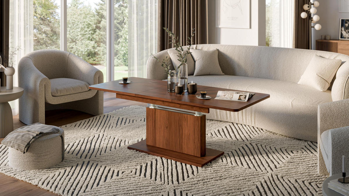 COUCHTISCH rechteckig Nussbaum 126/70/58 cm - Nussbaumfarben, Holzwerkstoff (70/126/58cm) - designimpex