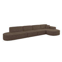 ECKSOFA Ottomane Rechts MARI-L3 - 413x171x79 cm Braun Velours - Schwarz/Braun, Holzwerkstoff/Kunststoff (171/413cm) - ALTDECOR