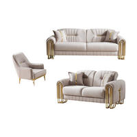 SITZGARNITUR Bogota, Beige Stellvariante 3+2+1 - Beige, Holzwerkstoff/Metall (240/87/98cm)