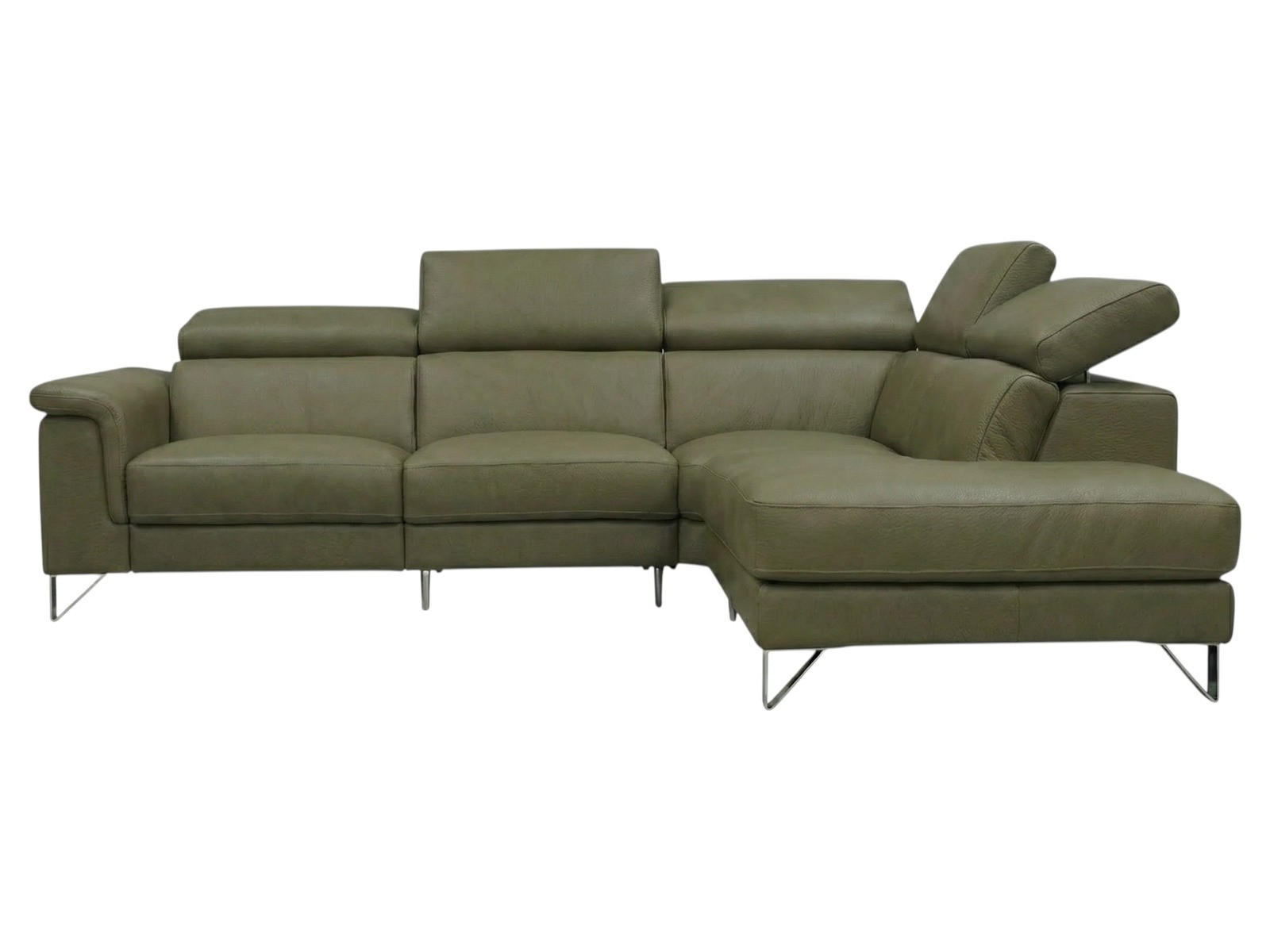ECKSOFA Antares Echtleder Olivgrün - Olivgrün, Leder/Metall (276/224cm)