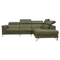 ECKSOFA Antares Echtleder Olivgrün - Olivgrün, Leder/Metall (276/224cm)