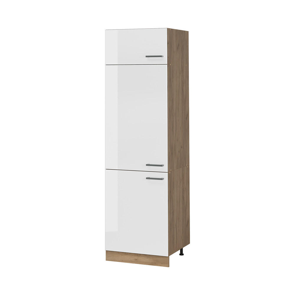 HÖGSKÅP R-Line, Vit högblank/Goldkraft ek, 60 cm Vit högglans, Honungsek 206.8/60/57.2 cm