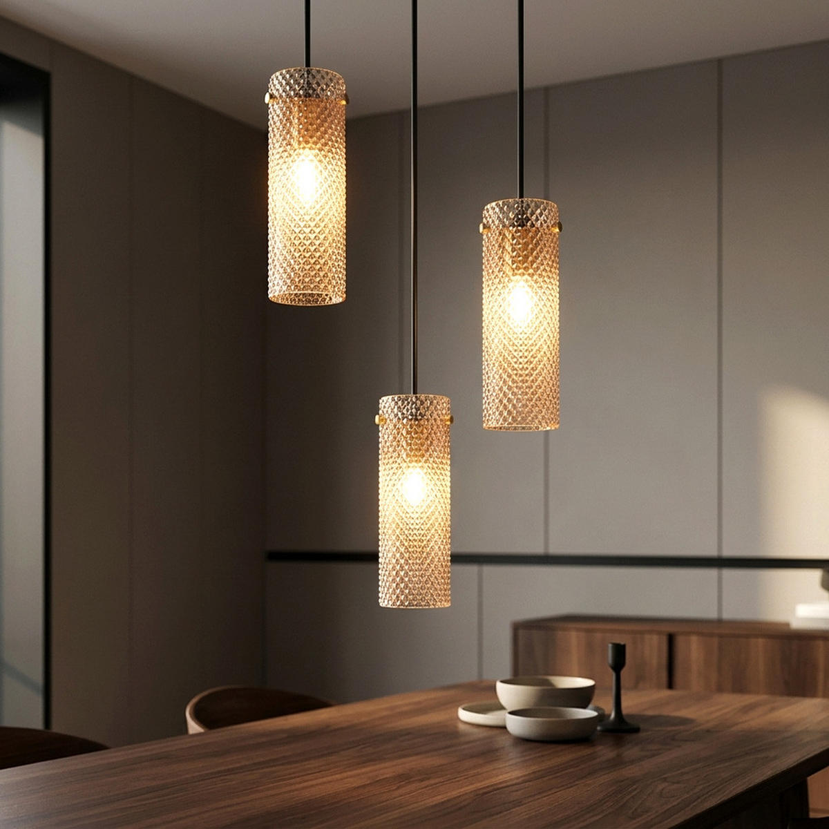 PENDELLEUCHTE Metall, Gold, Amberglas, 3-flammig - Goldfarben, Glas (35/35/120cm) - Globo Lighting