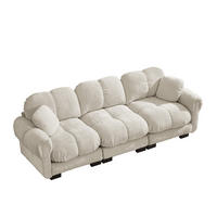 3-SITZER-SOFA DE-34384 Steppdesign und 2 Dekokissen Hellkhaki - Sandfarben, Textil (86/90/260cm) - ComfortXL
