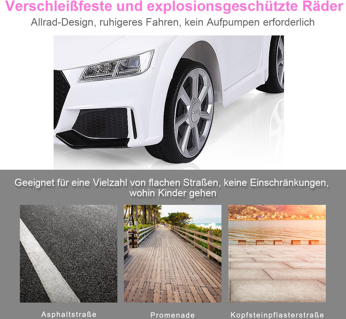 KINDERAUTO Audi 12V Weiß - Weiß, Kunststoff (63.5/45.5/104cm) - COSTWAY
