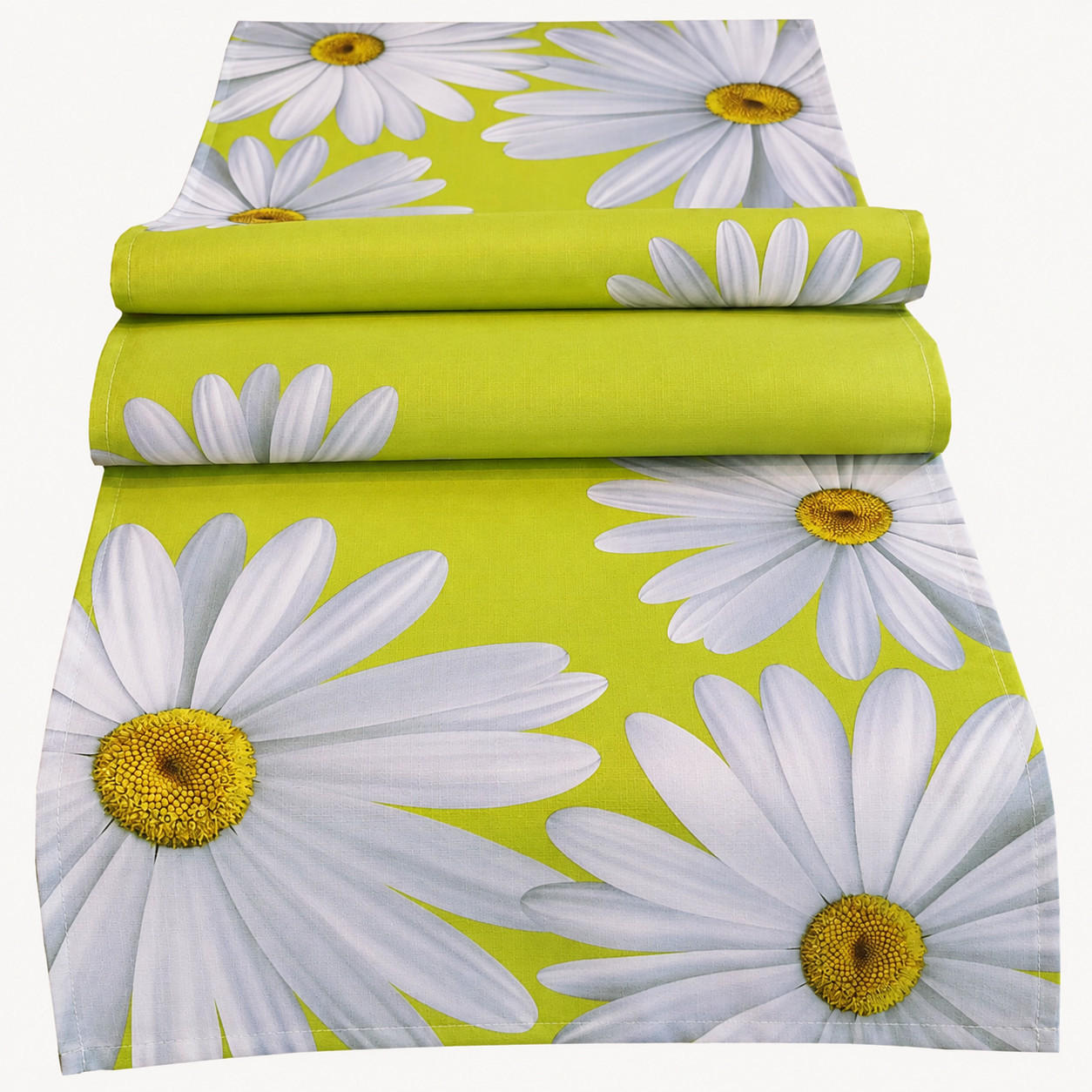TISCHLÄUFER 40/85 cm Grün Margeriten Frühling Sommer - Grün, Textil (40/85cm) - TiborTex