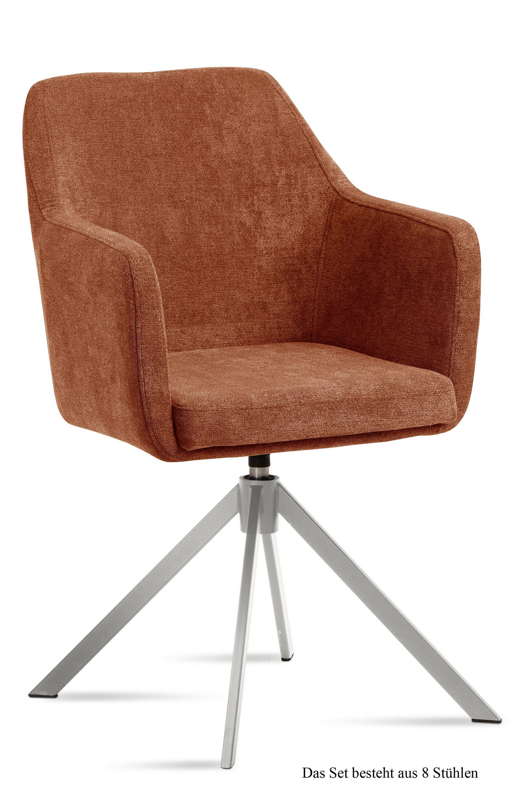 ARMLEHNSTUHL drehbar (8er-Set) Duscha 57x87x60 Edelstahl/Cognac - Edelstahlfarben/Cognac, Kunststoff (60/87/57cm) - 58aufmkessel