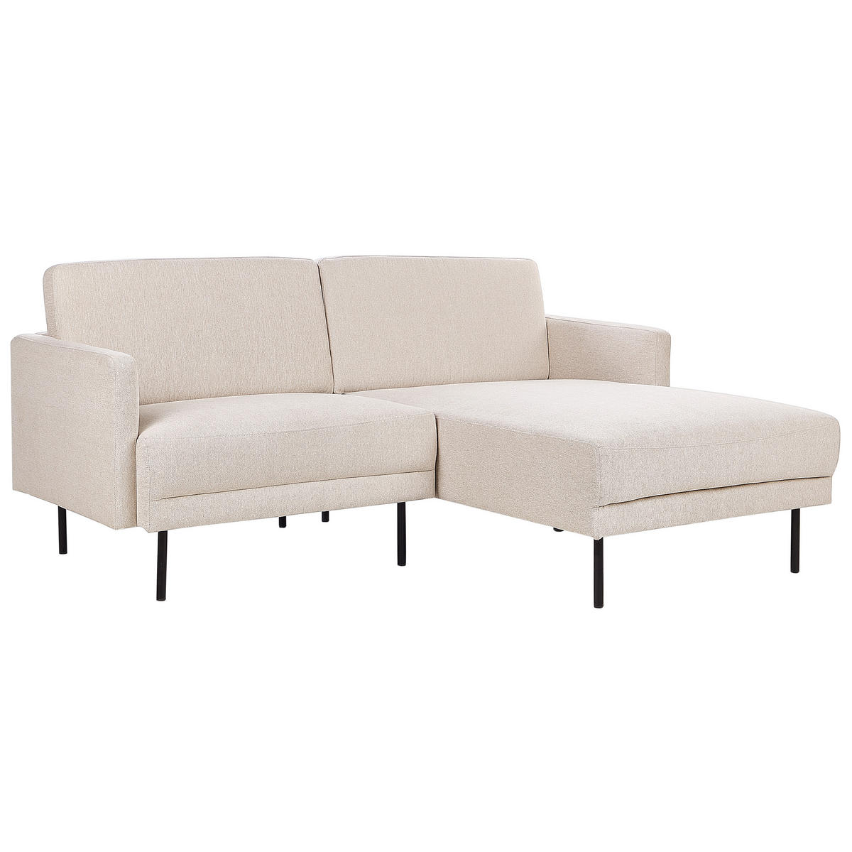 2-SITZER-ECKSOFA hellbeige rechtsseitig Breda - Beige/Schwarz, Textil (192/155cm) - Beliani