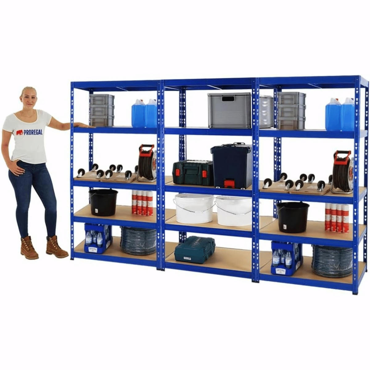 SCHWERLASTREGAL Tiger 3er-Set mit 3x 180x90x60 cm Fachlast 265 kg Blau - Blau, Metall (270/180/60cm) - PROREGAL
