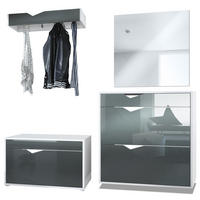 GARDEROBE Kolmio Fronten in Grau Hochglanz - Grau, Holzwerkstoff (190/185/33cm) - Vladon