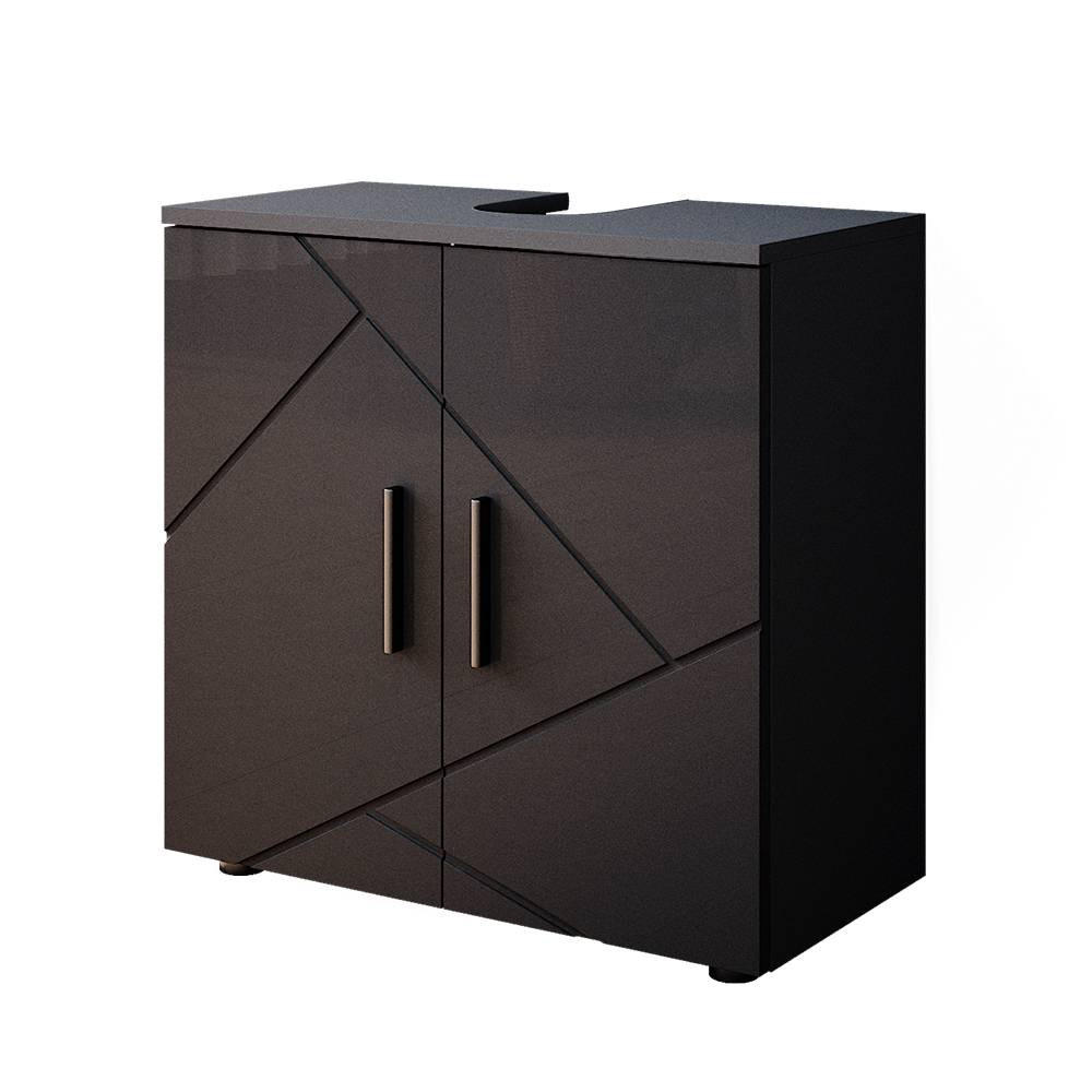 WASCHBECKENUNTERSCHRANK Irma Anthrazit Hochglanz 60 x 59 cm - Schwarz Hochglanz/Anthrazit, Holzwerkstoff (60/59/30cm) - Vicco
